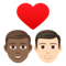 Couple with Heart- Man- Man- Medium-Dark Skin Tone- Light Skin Tone emoji on Emojione
